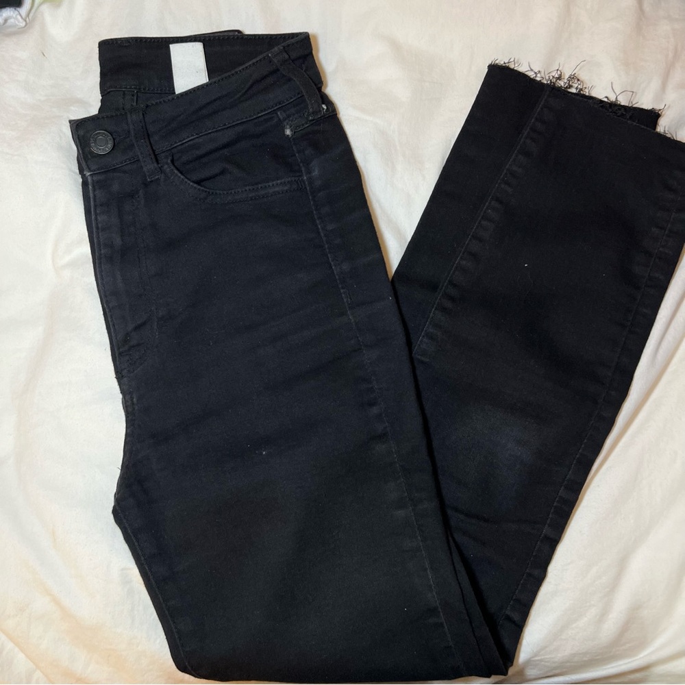 H&M Black Frayed Hem Skinny Jeans, Women's Size 24